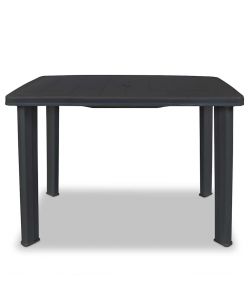 Ipae Progarden Tavolo da Giardino Antracite 126x76x72 cm Resistente e Leggero