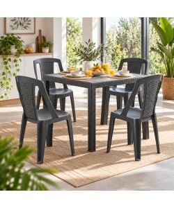 Ipae Progarden Sedia Resina Impilabile Procida - Antracite - 46x53x86 cm