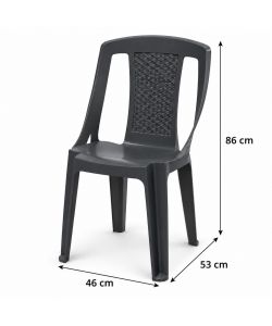 Ipae Progarden Sedia Resina Impilabile Procida - Antracite - 46x53x86 cm