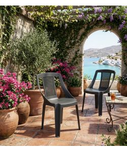 Ipae Progarden Sedia Lana da Giardino Effetto Juta Antracite - 48x52,5x81 h cm