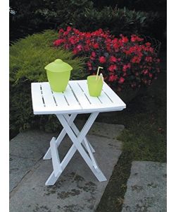 Ipae Progarden Adige Tavolino da Giardino Pieghevole - Bianco - 50x44 cm