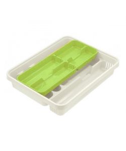 Tontarelli Portaposate in Plastica Bianco/Lime 6+2 Scomparti 40x31cm