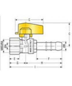Valvola gas a sfera diritta F1/2? con portagomma lungo - ferramenta