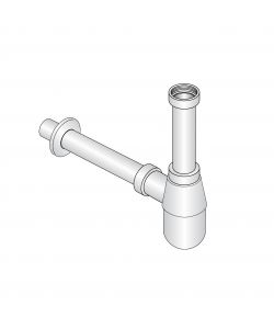 Sifone a bottiglia 1 1/4 in ABS cromato, per bagno