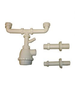 Sifone a bottiglia a 2 vie 1 1/4' e 1 1/2' x 32 - 40 mm per cucina