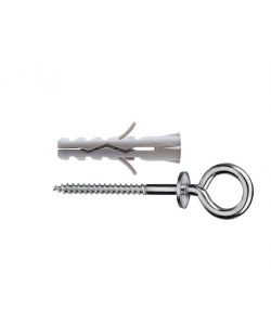 Tasselli in nylon Diam. 6 x 30 senza collarino con occhiolo chiuso 12 pz.