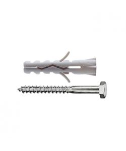 Tasselli in nylon Diam. 10 x 50 senza collarino con vite testa esagonale 4 pz.