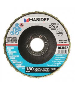 Disco abrasivo lamellare D.115x18mm gr 180 inox