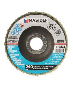 Disco abrasivo lamellare D.115x18mm gr 240 per inox