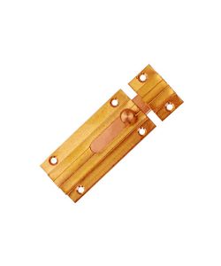 Catenaccio sagomato in ottone lucido con riscontro e viti 60 mm
