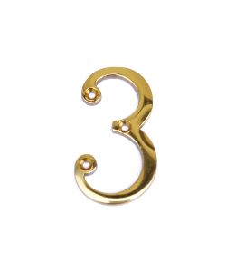Numero civico '3' in ottone