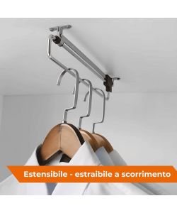 Appendiabiti Estraibile 30 cm Cromato per Armadio Salvaspazio
