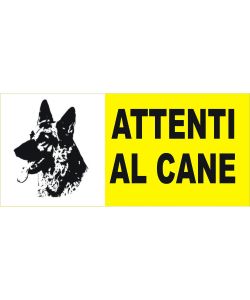ROSH Segnale di pericolo Attenti al cane Giallo Plexiglass 31x14 cm