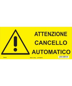ROSH Targa di Sicurezza Gialla Attenzione Cancello Automatico 31x14 cm