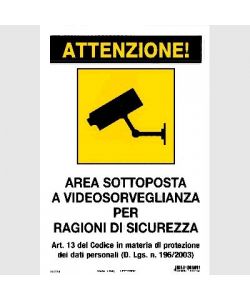 Targa Area Videosorvegliata Ragioni di Sicurezza 20x30 Exofix