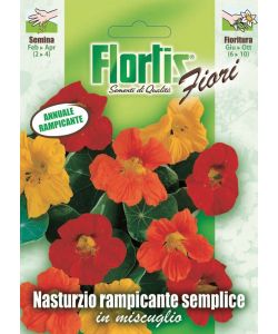 Flortis Nasturzio Rampicante Mix - Pianta annuale tappezzante - Rami 150 cm - Fiori rossi e gialli