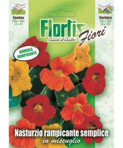 Flortis Nasturzio Rampicante Mix - Pianta annuale tappezzante - Rami 150 cm - Fiori rossi e gialli