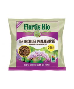 Flortis Terriccio per Orchidee Phalaenopsis 2L Bio con Corteccia di Pino