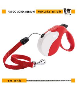 Ferplast Guinzaglio Nero Allungabile 5m - TG.M per Cani fino a 25 kg