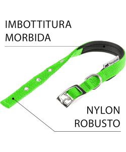 Ferplast Collare Cane Nylon Regolabile Verde 32-39 cm per Taglia Media