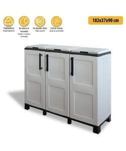 Armadio per Raccolta Differenziata in PVC - Grigio - 102x37x90 cm