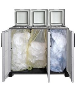 Armadio per Raccolta Differenziata in PVC - Grigio - 102x37x90 cm