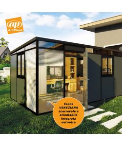 Modulo Vetrata con Serranda per Casetta Giardino Alluminio 98x202 cm