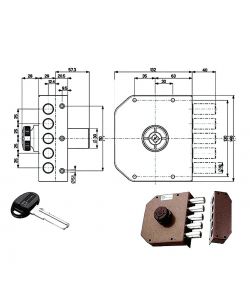 Mottura Serratura di Sicurezza per Legno - Pompa - 132x146x30 mm
