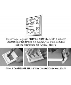 La Ventilazione Griglia da Sovrapporre 180x180 mm Bianco Alette Fisse