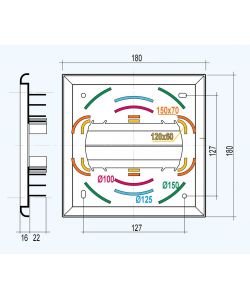 La Ventilazione Griglia da Sovrapporre 180x180 mm Bianco Alette Fisse