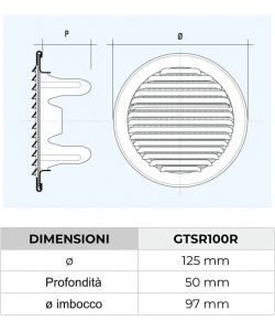 La Ventilazione Griglia Tonda Incasso Rame d. 97 mm con Rete Antinsetti