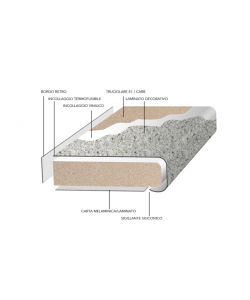 TOP CUCINA TRAVERTINO SARDO 38 MM 600X3040 MM Laminato Resistente