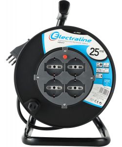 Electraline prolunga elettrica avvolgicavo 25 metri 4 prese nere-grigie