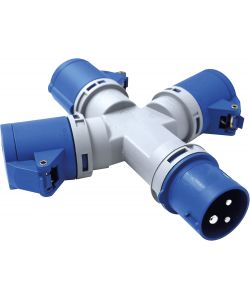 Electraline Adattatore Multipresa 3 Prese Industriali Grigio 3600W IP44