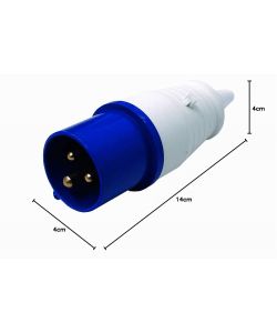 Electraline Spina Elettrica Industriale 16A 2P+T Blu IP44 220V 55mm
