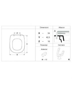 Ideal Standard Sedile WC Tesi Bianco 34 cm MDF Laccato Metallo Cromato