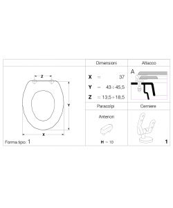 Sedile WC Antibatterico Bianco forma universale