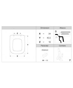 Seba Arredo Sedile WC Conca Bianco MDF Antibatterico Made in Italy 34x45 cm