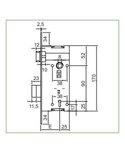 Serratura STV Patent grande 35 mm bronzata B/T