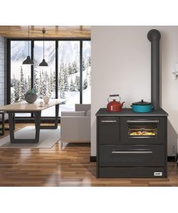 Blinky Cucina a Legna Dany 9 kW con Forno Integrato Acciaio Antracite