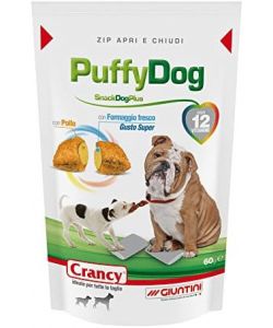 Crancy PuffyDog Snack per Cani Pollo e Formaggio ? Confezione 60g con 12 Vitamine