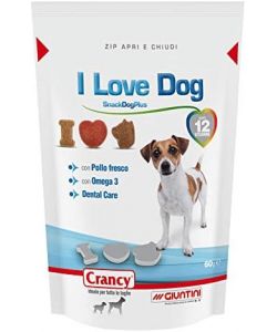 Crancy Snack per Cani I Love Dog Pollo 60g Gusto Misto per Cuccioli