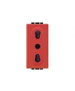 Presa 2P+T Bipasso Rossa Living International con interasse 19 mm e 26 mm e alveoli schermati