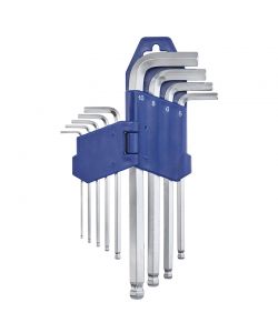 Fervi Chiavi Esagonali Lunghe Punta Sferica Satinate 1,5-10mm - 9 pz