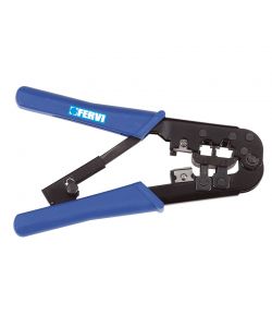 Fervi Pinza per Connettori RJ-11 RJ-12 RJ-45 - Manico PVC Blu