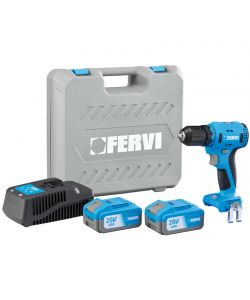 FERVI Trapano Avvitatore 20V 2 Batteria 4Ah Brushless LED Mandrino 13mm