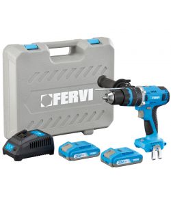 Fervi Trapano a Percussione 20V 2 Batterie 2.0Ah Mandrino Metallico