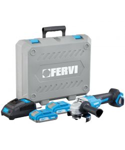 Fervi Smerigliatrice Angolare 125mm 20V Blu 2 Batterie 2Ah Motore Brushless