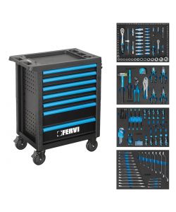 Fervi Carrello officina 7 cassetti con 298 utensili professionali