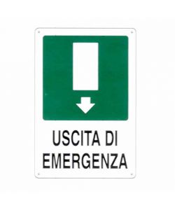 Cartello Uscita Emergenza Giu'    20X 30 Alluminio